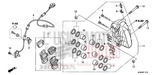 R. FRONT BRAKE CALIPER VFR1200FDF de 2015
